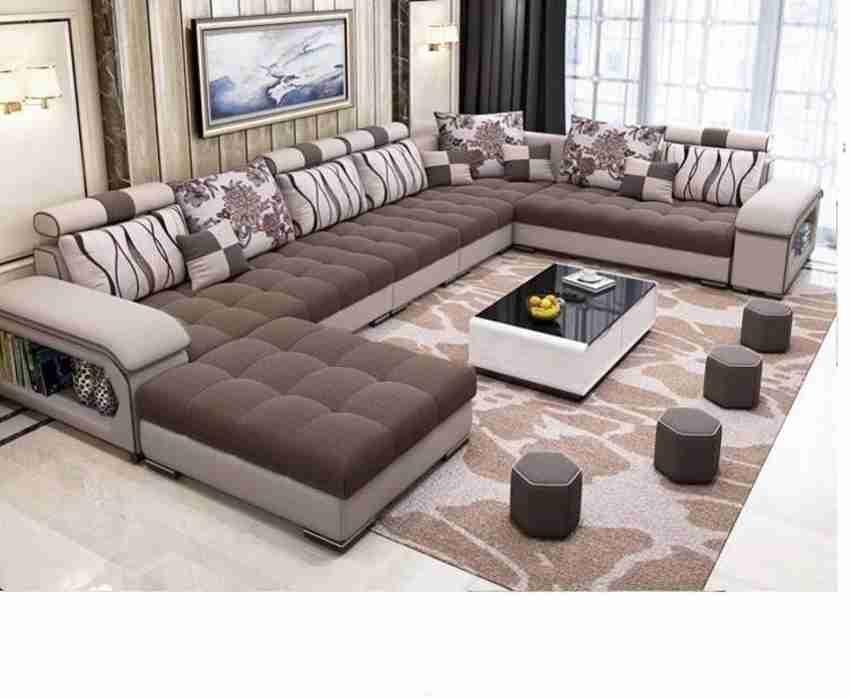 Brown u on sale shaped sofa