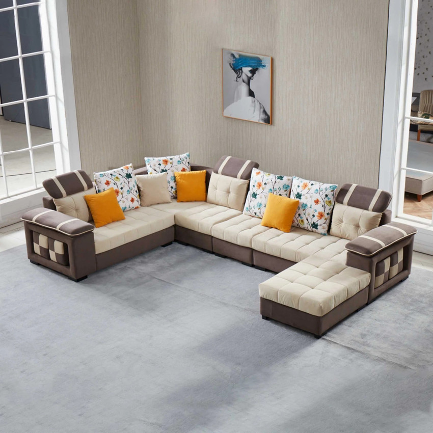 Comfort Couch Carlo 9 Seater Fabric Sofa Set with 4 Puffy