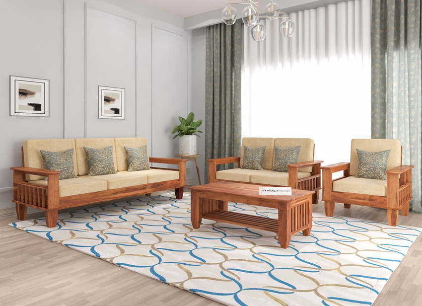 saamenia furnitures Solid Sheesham Wood Six Seater Sofa Set For Living Room , Office , Hotels. Fabric 3 + 2 + 1 Sofa Set Price in India - Buy saamenia furnitures Solid
