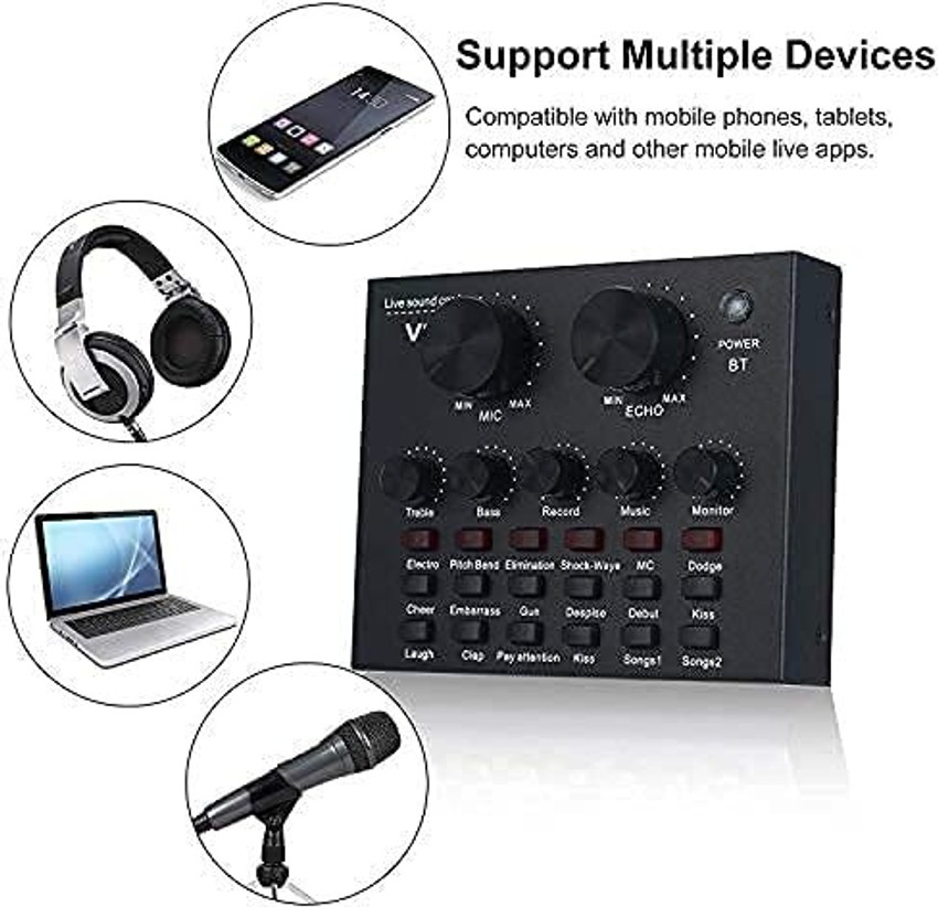 IMAGINEA V8 Sound Card for Live Streaming Sound Mixer for Singing