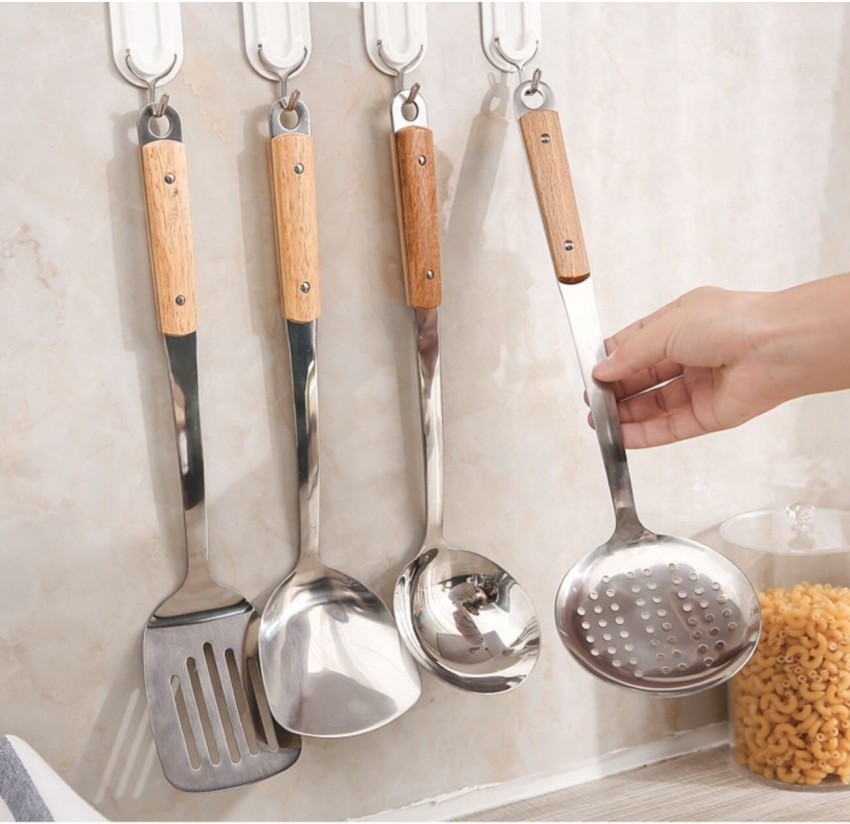 Stainless Ladle without Holes / Wooden Handle