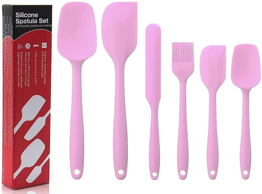 5pcs Silicone Spatula Set Heat Resistant Non-Scratch for Kitchen Cooking Pink | Harfington