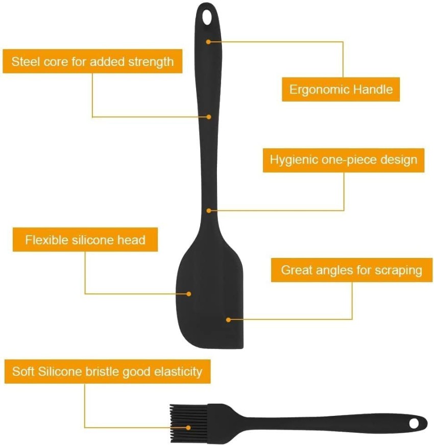 Silicone Kitchen Spatula and Utensils Spoon Set, Non-Toxic Hygienic Safety  Heat Resistant_Black, BPA-Free, FDA Approved