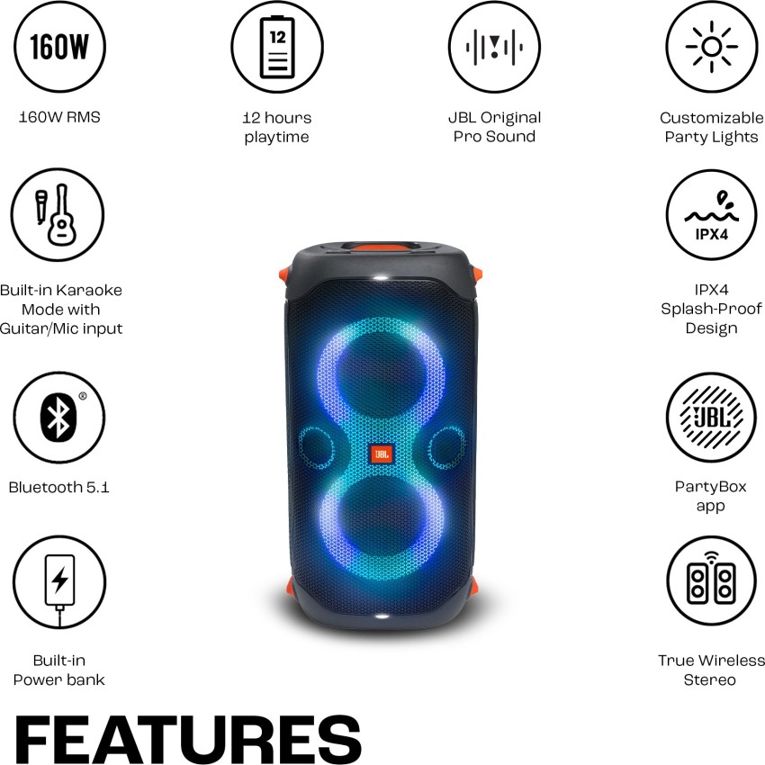 Buy JBL Partybox 110 with,Dynamic Light Show,Upto 12Hr Playtime
