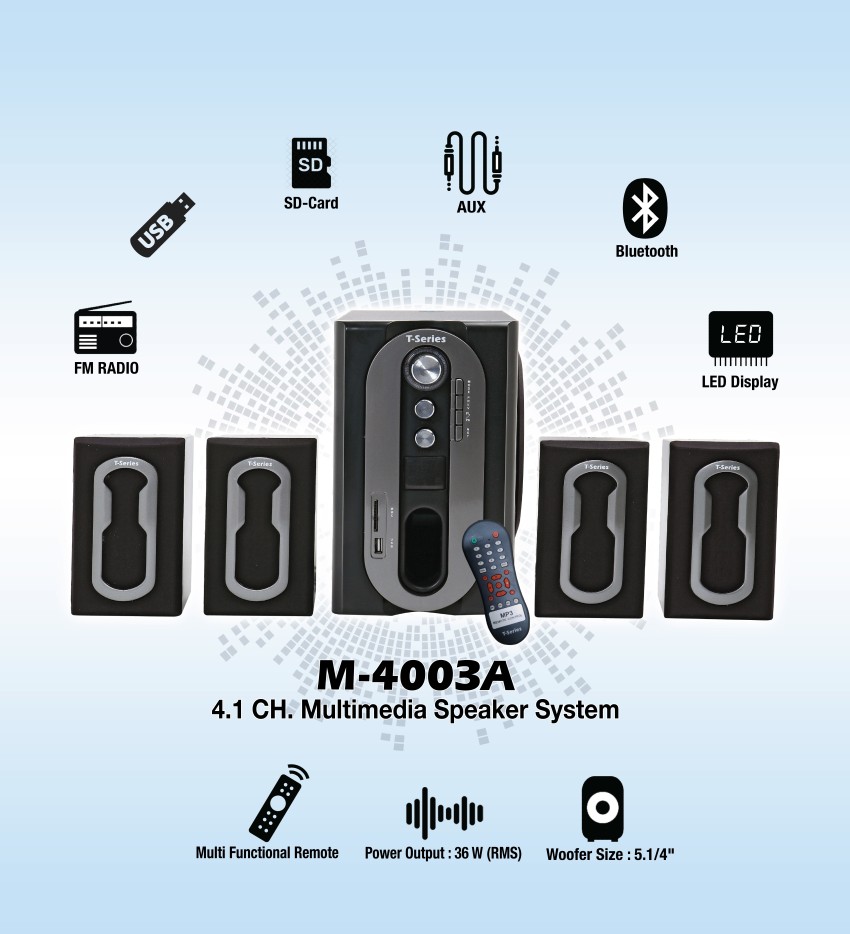 T-Series M4003BT 4.1 Channel Multimedia Bluetooth Speaker System
