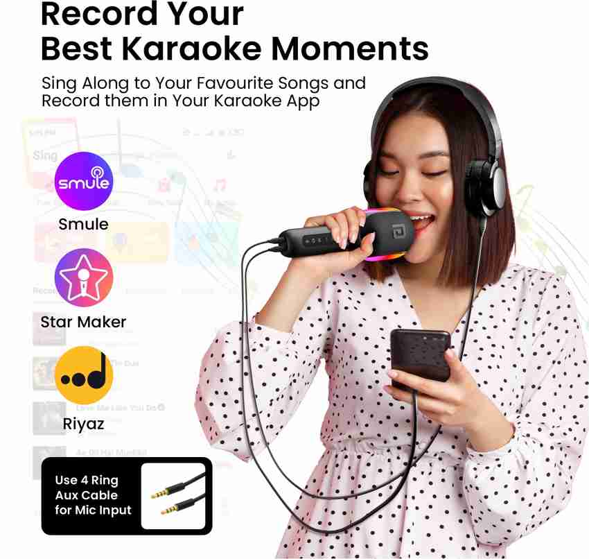 Portronics Dash 2 Wireless Bluetooth Karaoke Mic with 10W Speaker Upto 10Hrs Playtime Microphone Portronics Flipkart
