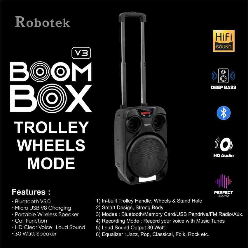 Buy Robotek BoomBox Wireless Bluetooth Party Speaker Wireless Mic