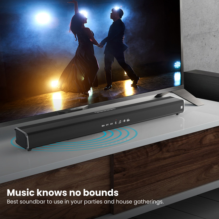 Soundbar with inbuilt shop woofer