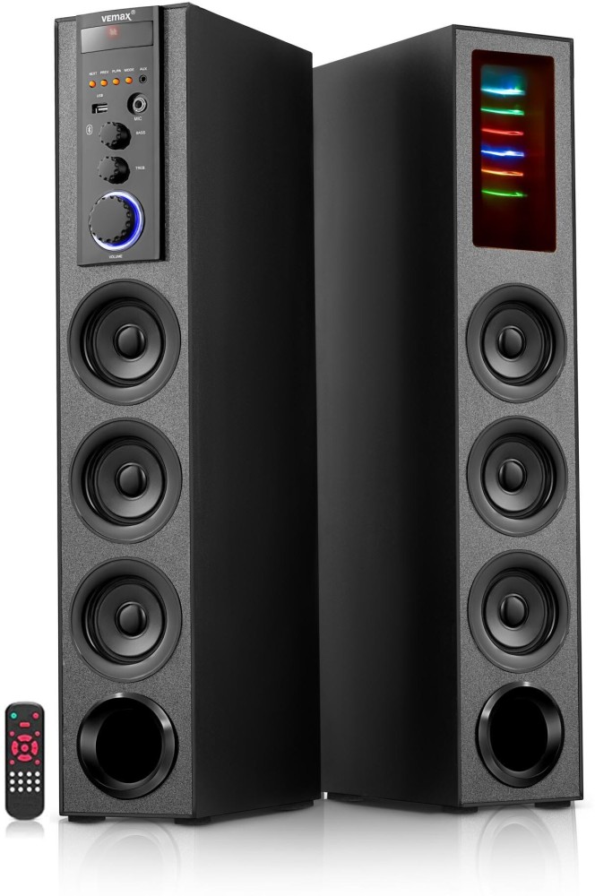 Vemax Royce 125w Bluetooth Twin Tower with Karaoke MIC Support, USB, AUX,  FM 125 W Bluetooth Tower Speaker