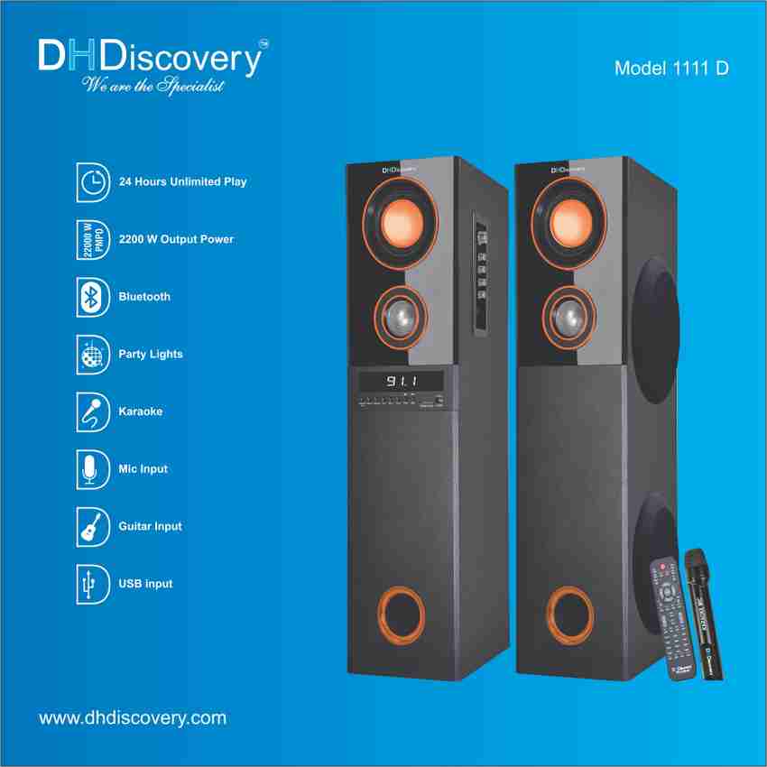 DH Discovery DJ 1212 2000 W Bluetooth Tower Speaker (Black,