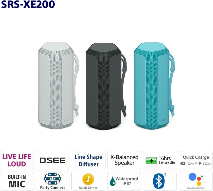 Buy SONY SRS-XE200 16Hr Playtime, IP67 Rating, Portable Bluetooth