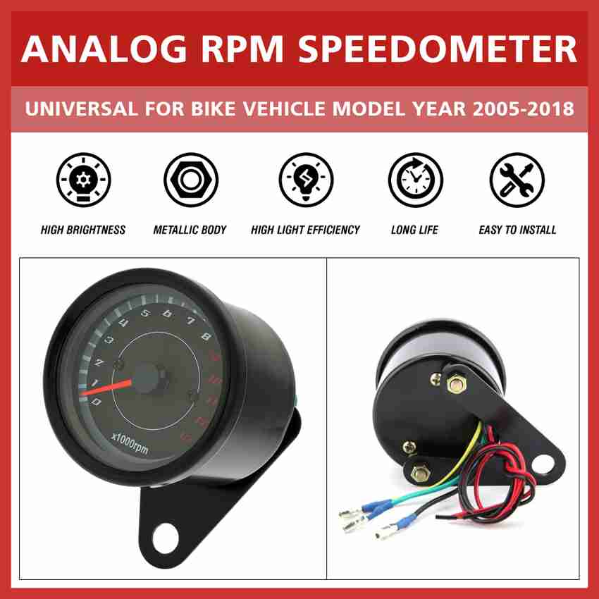 ASRYD Motorcycle Speedometer Meter R.P.M Meter All Bike FIt Analog
