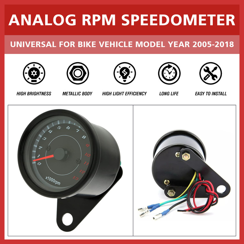 ASRYD Motorcycle Speedometer Meter R.P.M Meter All Bike FIt Analog
