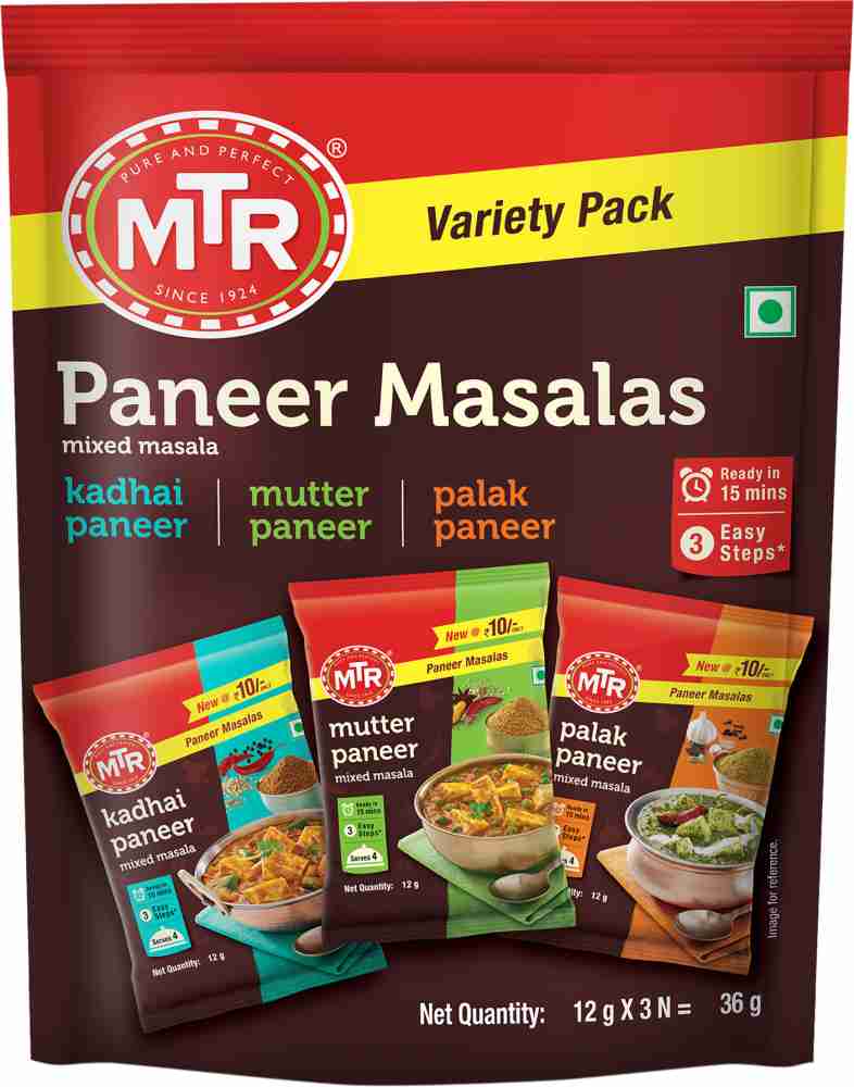 MTR Paneer Masalas - Variety Pack,3x12g,Kadhai, Mutter, Palak Paneer Mixed  Masalas Price in India - Buy MTR Paneer Masalas - Variety  Pack,3x12g,Kadhai, Mutter, Palak Paneer Mixed Masalas online at