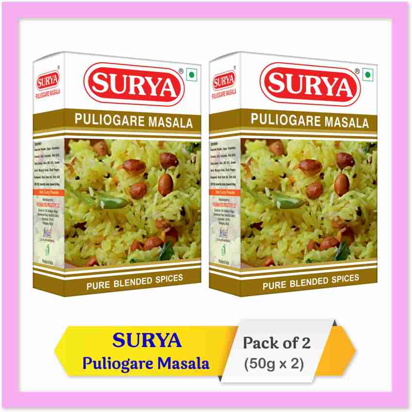 Surya Puliogare Masala 50g; Pack of 2 (50g x 2) Price in India - Buy Surya  Puliogare Masala 50g; Pack of 2 (50g x 2) online at Flipkart.com