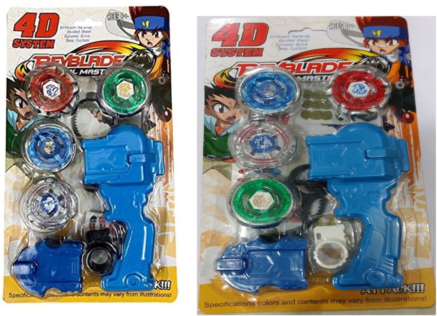 Beyblade Combo 4 Packs w/ Free Launcher Metal Fusion Metal Masters Metal  Fury