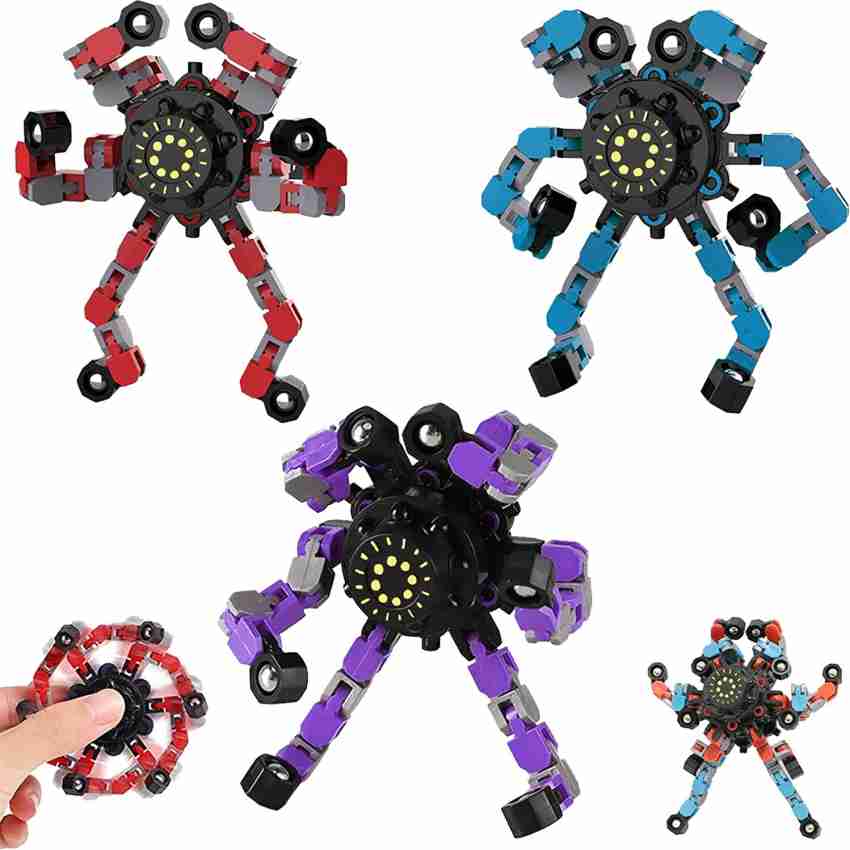 Transformer Chain Robot Fidget Spinner Toy - Lot de 4 jouets