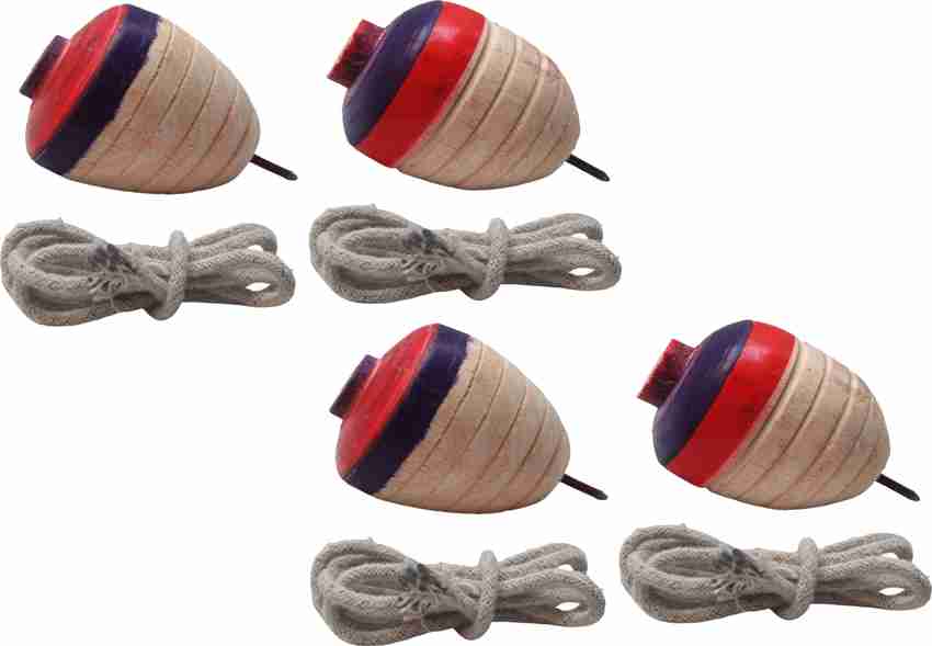 DsIndustry 04 Pcs Wooden Lattu Spinner Toy OR Wooden Round Spinning Top With Thread 04 Pcs Wooden Lattu Spinner Toy OR Wooden Round Spinning Top With Thread shop for DsIndustry
