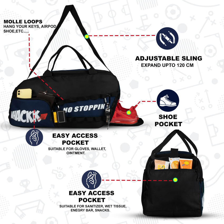 WHACKK Arnold Blu Blk 32L Gym Fitness workout exercise Sport duffle bag Buy WHACKK Arnold Blu Blk 32L Gym Fitness workout exercise Sport duffle bag Online at Best Prices in India