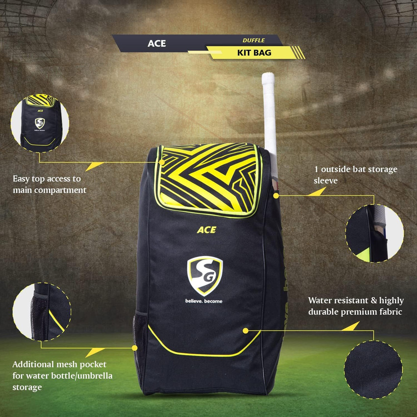 SG Ace Duffle Cricket Kitbag Black Yellow Buy SG Ace Duffle Cricket Kitbag Black Yellow Online at Best Prices in India Cricket Flipkart