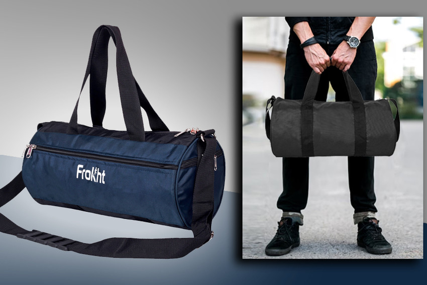 frokht 16 Inch Blue Black Duffel Gym Bag Shoulder Bag Sports