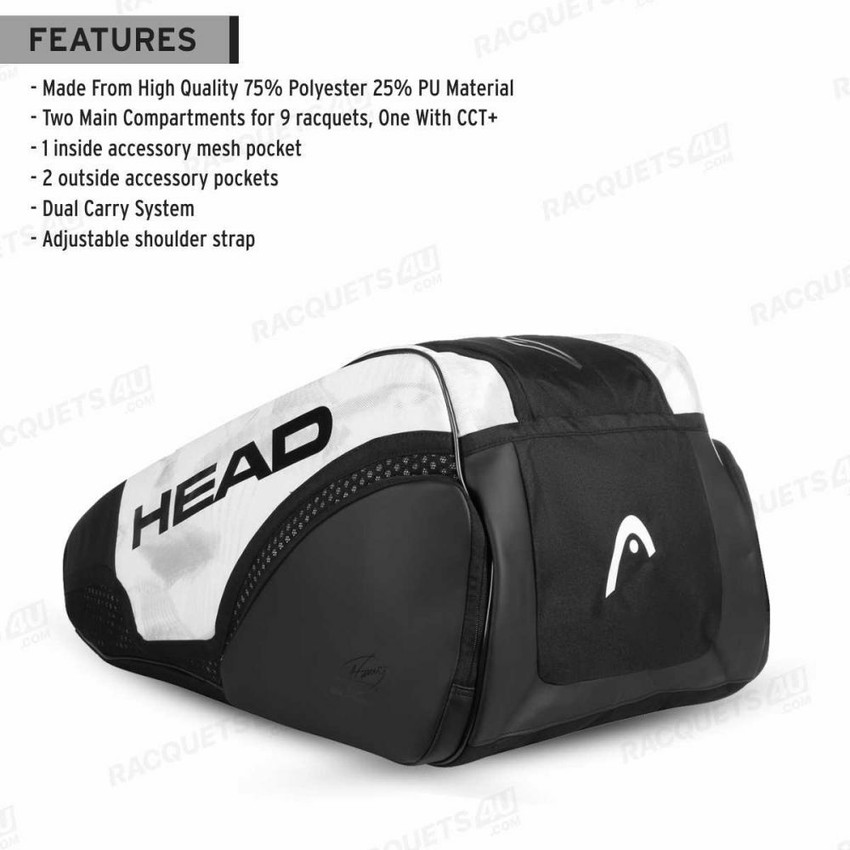 HEAD DJOKOVIC 9R SUPER COMBI 2021 KIT BAG WHITE BLACK Buy HEAD