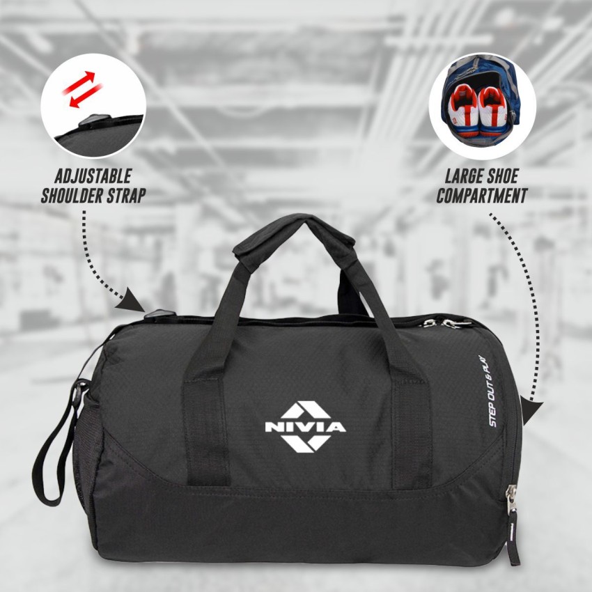 NIVIA Basic Duffle Polyester Bag/Gym Bags/Adjustable Shoulder Bag for  Men/Duffle Gym Bags for Men/Fitness Bag/Carry Bags/Sports & Travel  Bag/Sports Kit/Duffle Bags Travel (Black) : : Bags, Wallets and  Luggage