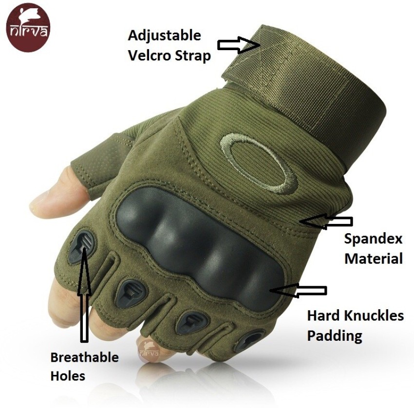 Nirva Fingerless Hard Knuckle Half Finger Tactical Sports Gloves Cycling Gloves