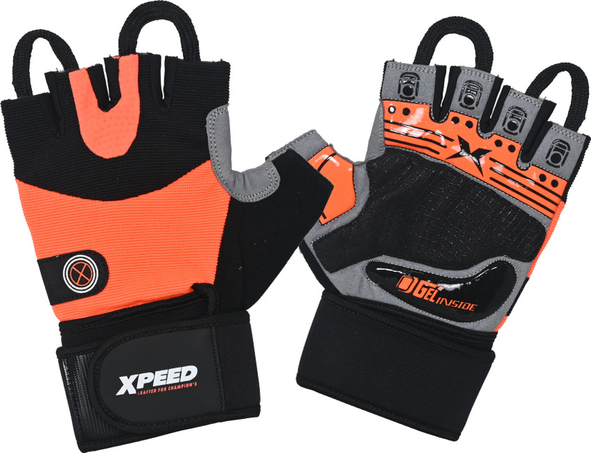 Fingerless gloves orange top