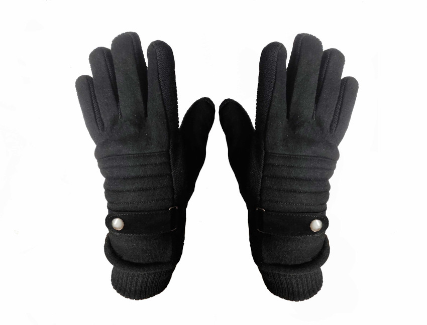 Bizarro.in Extra Warm and Soft Wool and Velvet Gloves With Fleece