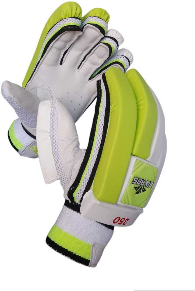 Green and white batting gloves on sale