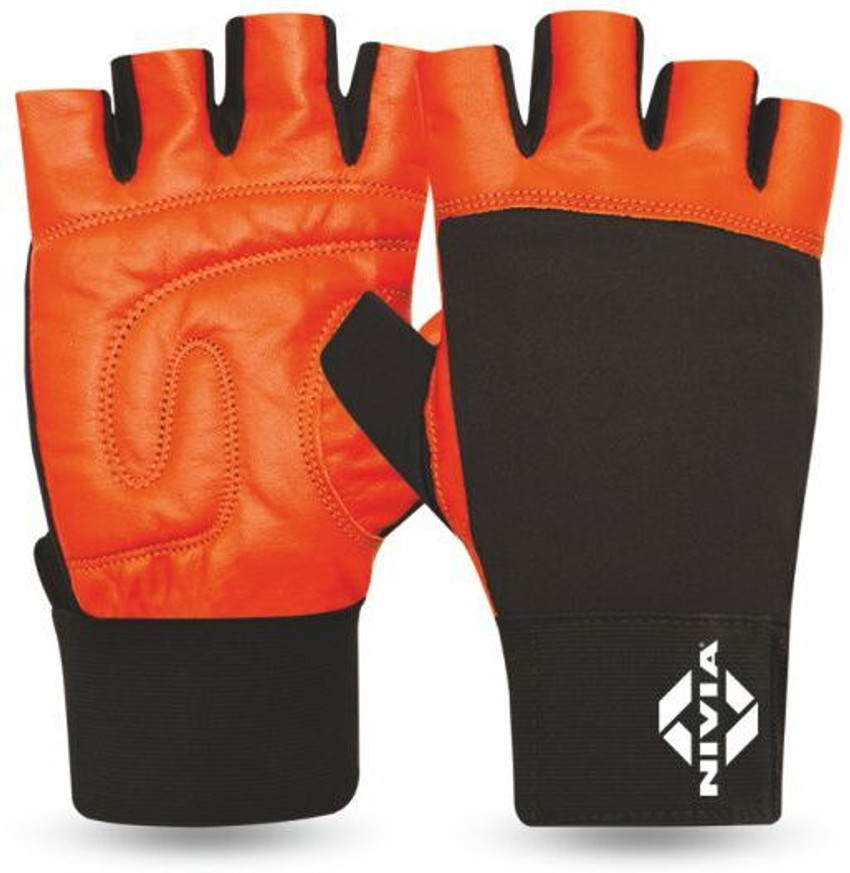 Leather gym gloves with shop wrist band