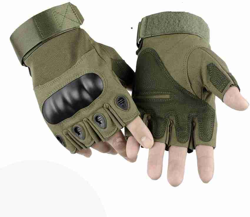 NIRVA Fingerless Hard Knuckle Half Finger Tactical Sports Gloves Cycling Gloves