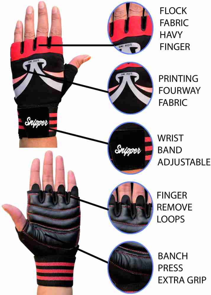 SNIPPER Premium Exercise Gym Gloves with Wrist Support for Gym
