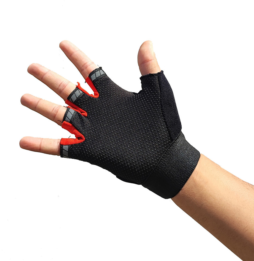 GymWar HALF FINGER ANTI SLIP PALM RIDING CYCLING DRIVING SPORTS GLOVES GLOW IN LIGHT Riding Gloves