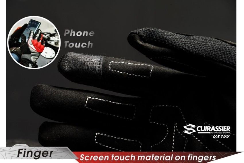 Motorcycle Touch Screen Riding Racing Shock-proof Red Full Finger