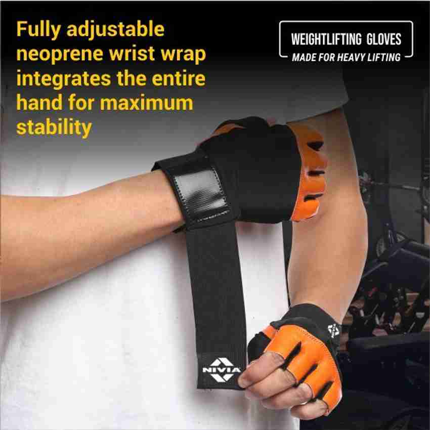Leather gym gloves with wrist band top