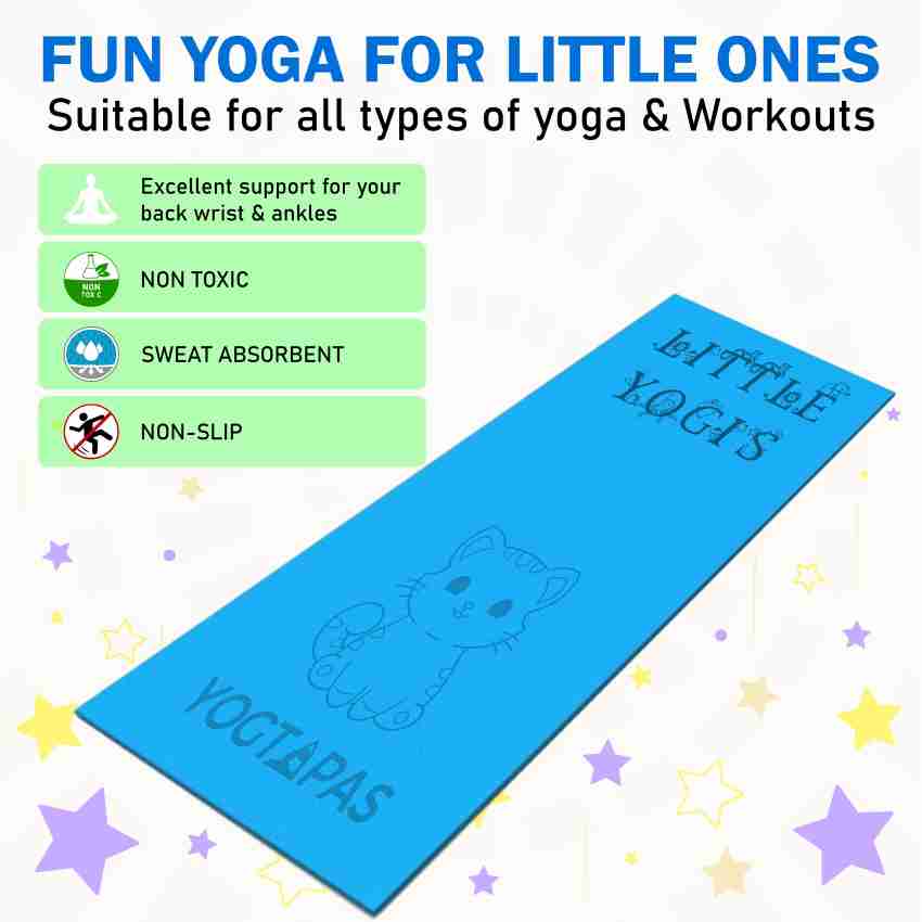 YOGTAPAS Yoga mat for kids boys girls little yogis champs workout yogamat  Blue 4 mm Yoga Mat - Buy YOGTAPAS Yoga mat for kids boys girls little yogis  champs workout yogamat Blue