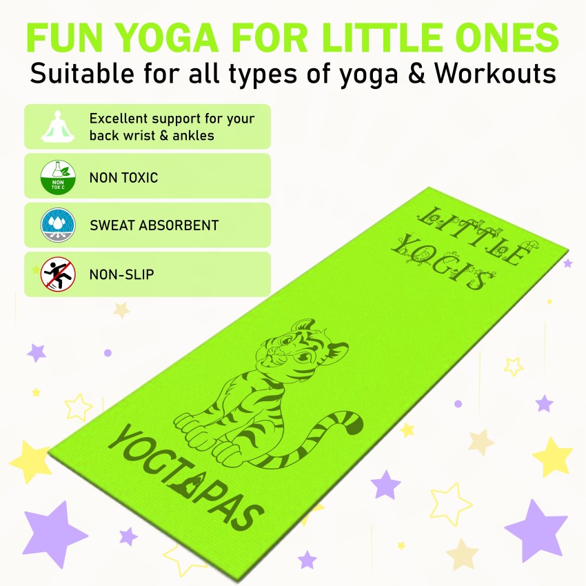 YOGTAPAS Yoga mat for kids girls boys child with carry Strap Tiger theme  thick anti-skid Green 4 mm Yoga Mat - Buy YOGTAPAS Yoga mat for kids girls  boys child with carry