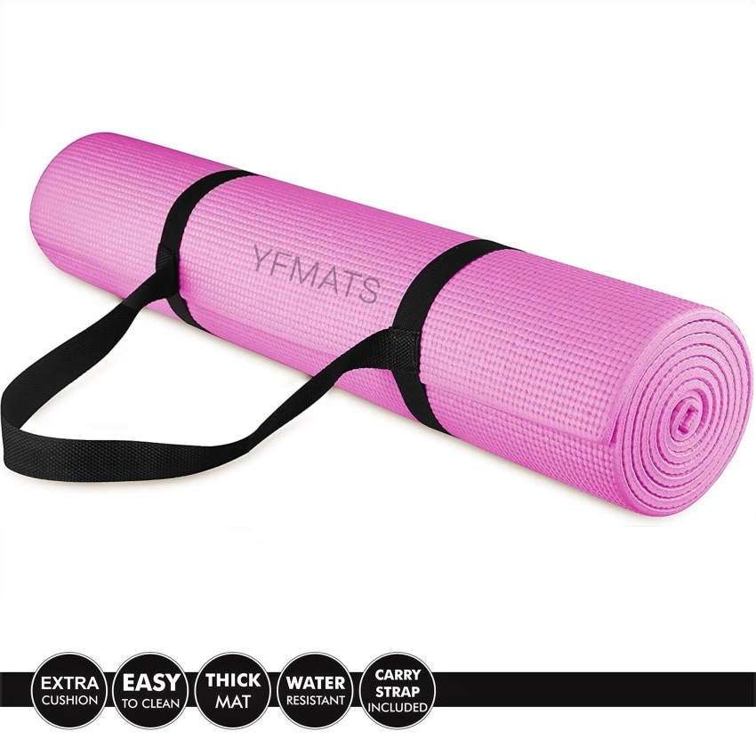 YFMATS Extra thick premium quality yoga mat for men and womens with carry  strap Pink 10 mm Yoga Mat - Buy YFMATS Extra thick premium quality yoga mat  for men and womens