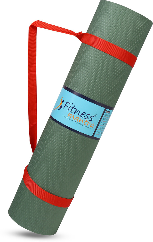 Fitness Mantra Premium EVA Light Weight Non Slip With Carrying Strap Green 6 mm Yoga Mat