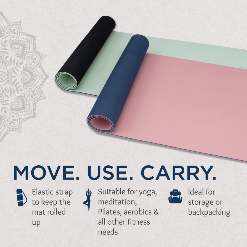 HealthSense Yoga Mat for Women & Men with Carry Rope TPE Material