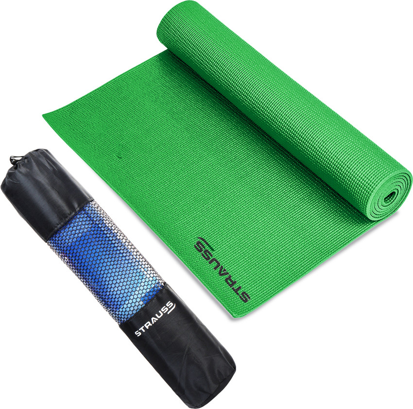 Strauss Anti Skid Solid Pvc Yoga Mat With Carry Bag Exercise Mat Green Green 6 mm Yoga Mat Buy Strauss Anti Skid Solid Pvc Yoga Mat With Carry Bag