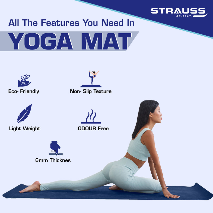 Strauss Anti Skid Solid Pvc Yoga Mat With Carry Bag Exercise Mat Blue Blue 4 mm Yoga Mat Buy Strauss Anti Skid Solid Pvc Yoga Mat With Carry Bag