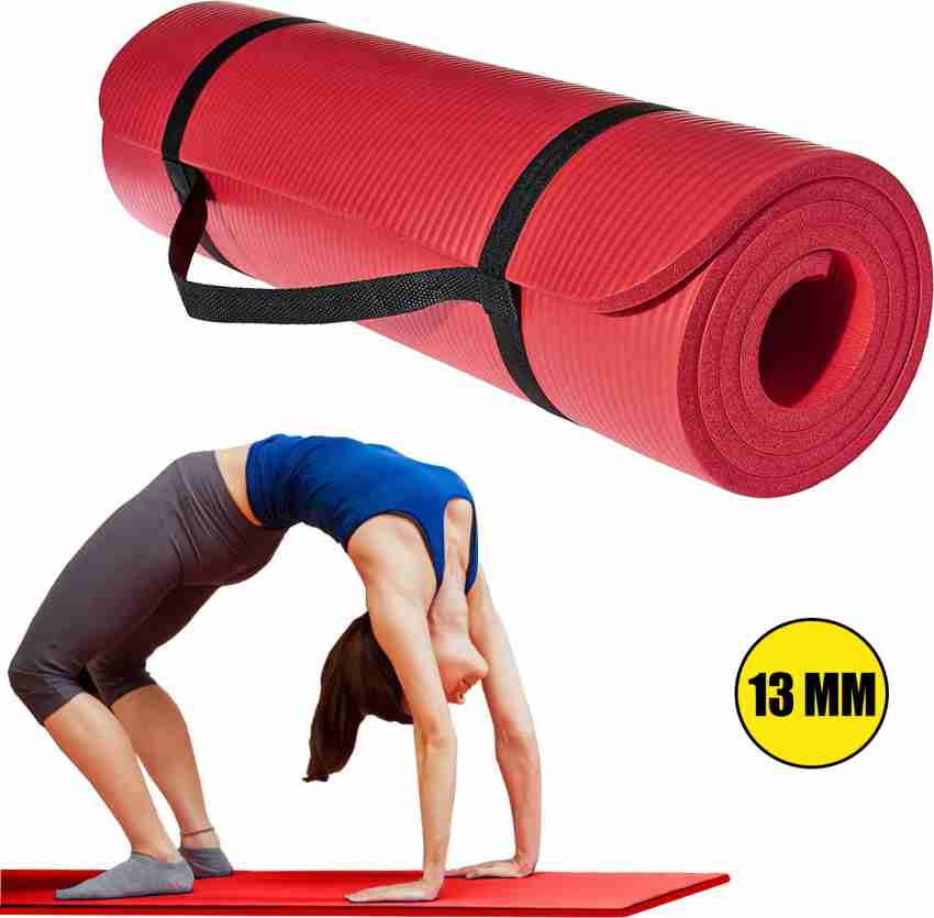 Strauss Extra Thick Yoga Mat for men & Women with Carry Strap Red