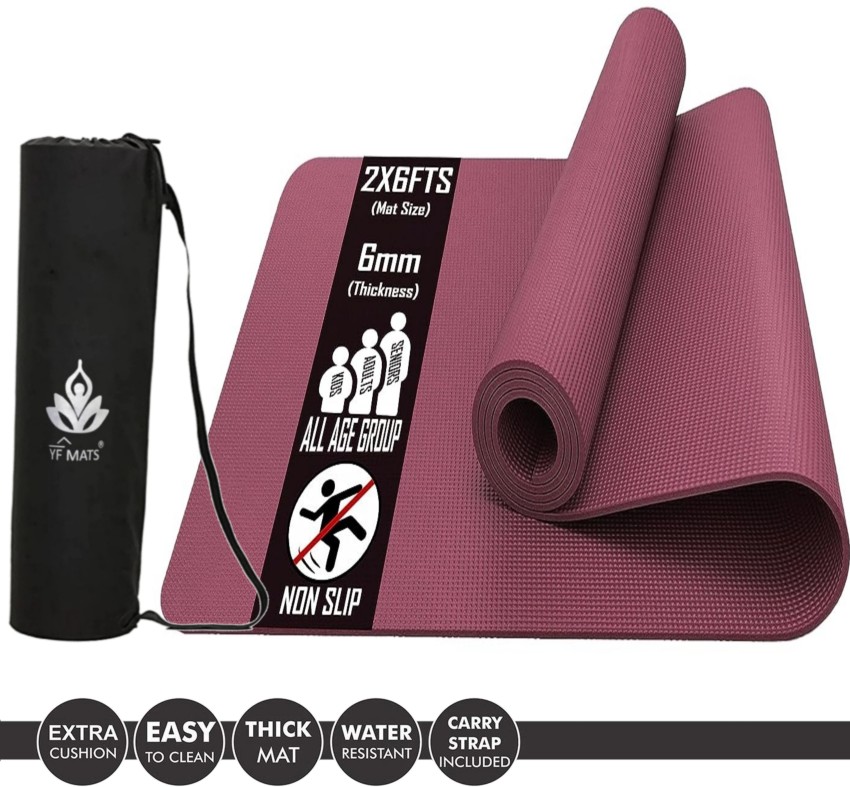 YFMATS 6MM Premium Eva with Tpe blend Anti slip Tearless Yoga mat with  carry Bag Maroon 6 mm Yoga Mat - Buy YFMATS 6MM Premium Eva with Tpe blend  Anti slip Tearless