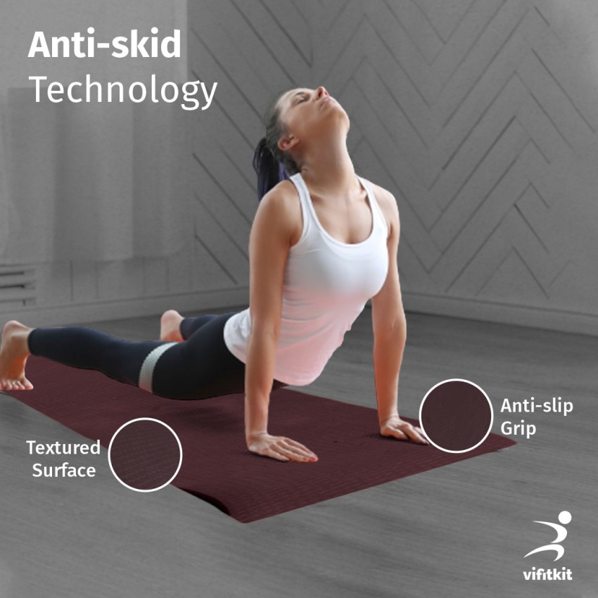 VIFITKIT 6mm Anti-Skid Yoga Mat with Strap and Carry Bag for Home