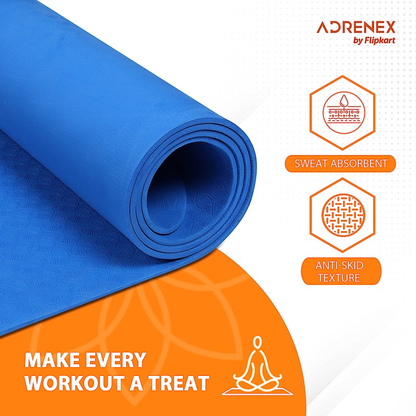 Adrenex by Flipkart Yoga mat ( 6mm Blue ) Blue 6 mm Yoga Mat - Buy Adrenex  by Flipkart Yoga mat ( 6mm Blue ) Blue 6 mm Yoga Mat Online at