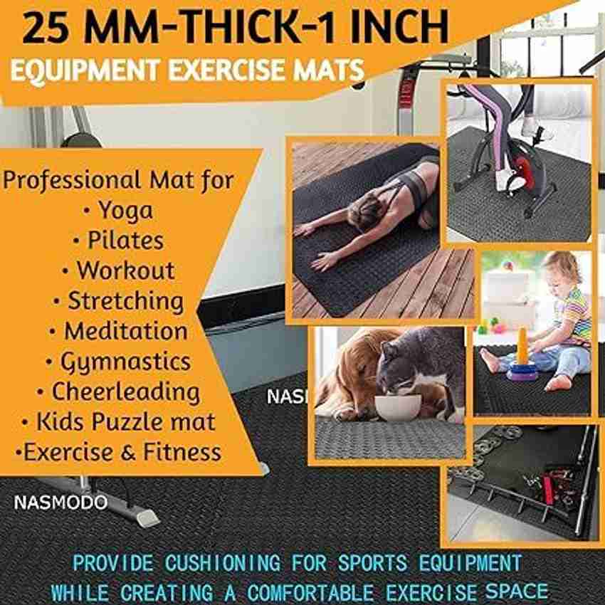 Nasmodo 1 Inch Gym Floor mat Home Exercise Gym Interlocking Eva Foam Mat 4 pcs Black Black 1 inch mm Exercise Gym Mat Buy Nasmodo 1 Inch Gym Floor mat