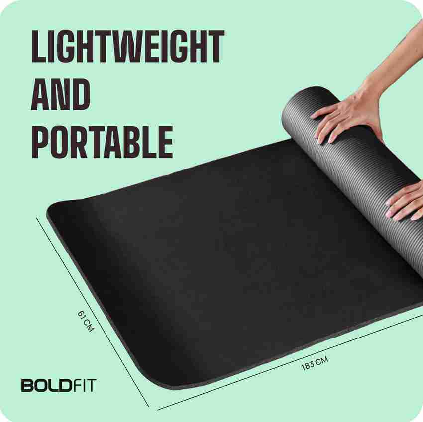 BOLDFIT NBR For Women Men 10mm Thick Non Slip Exercise mat For Home Gym Workout Black 10 mm Yoga Mat